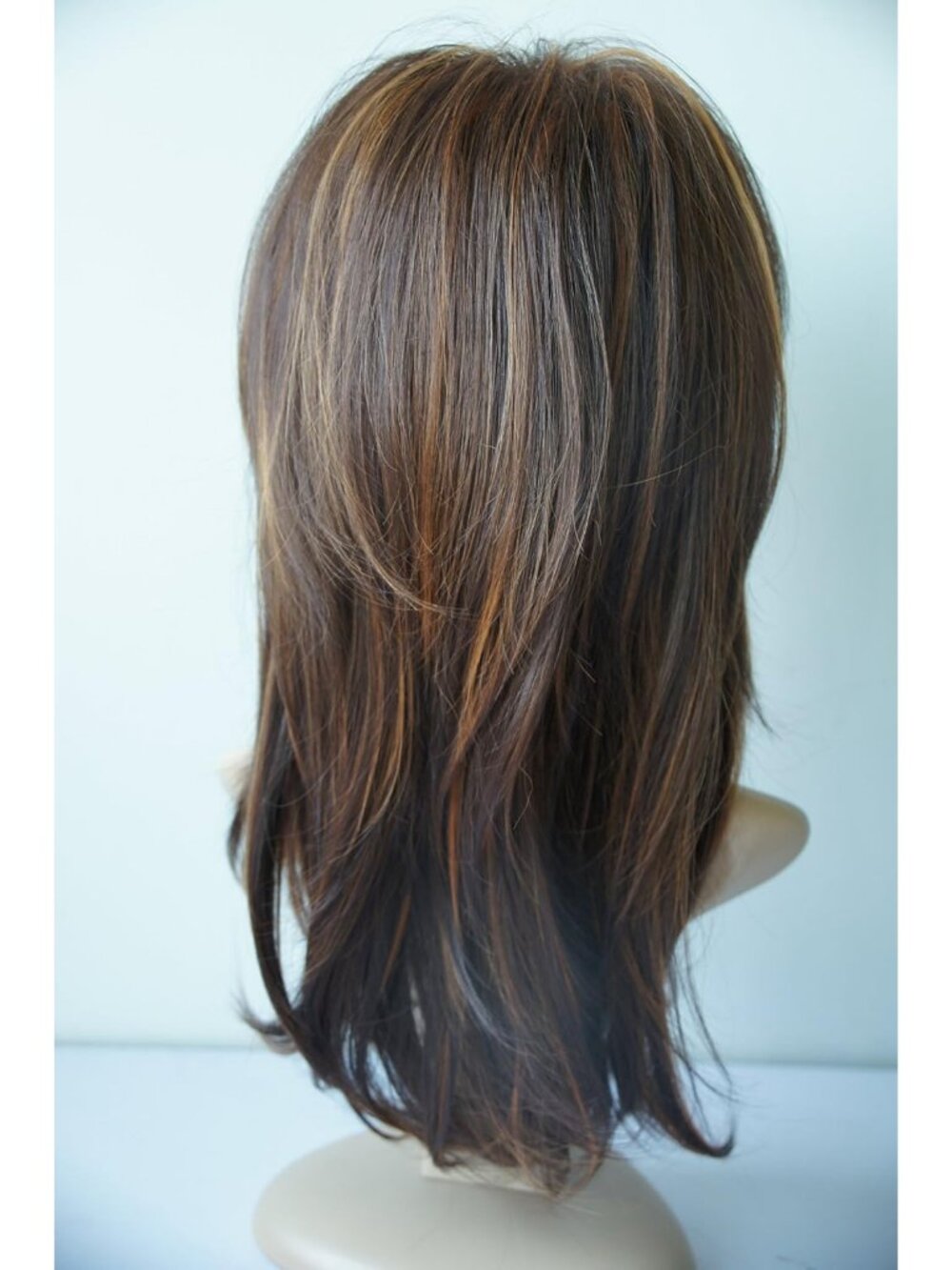 Women's Fashion Brown with Camel Long Layered Shoulder Synthetic Highlight Wigs